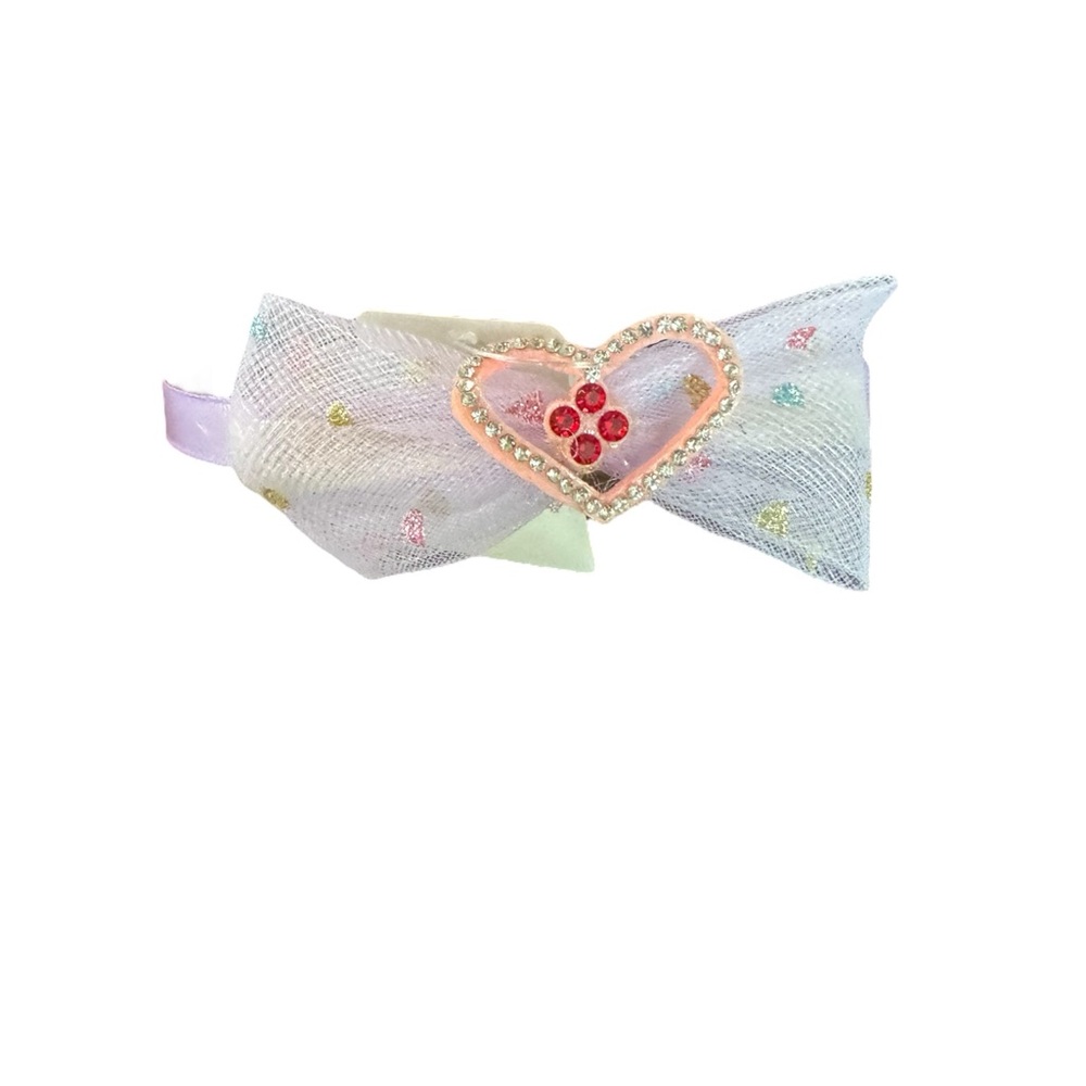 Mint Multicolor Heart Kids Hair Bow
